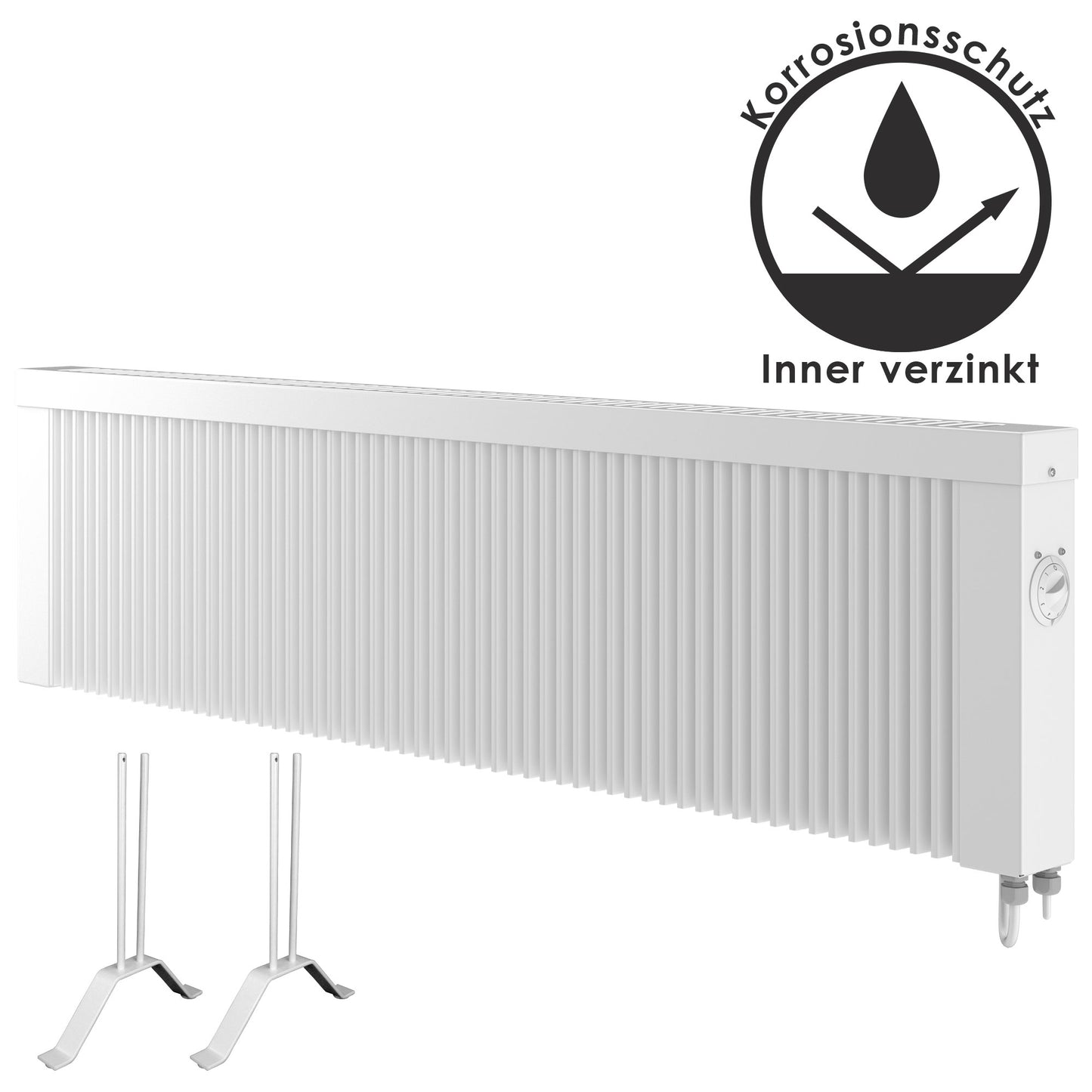 Elektroheizung 1600W flach 33cm - Thermostat 14-18qm