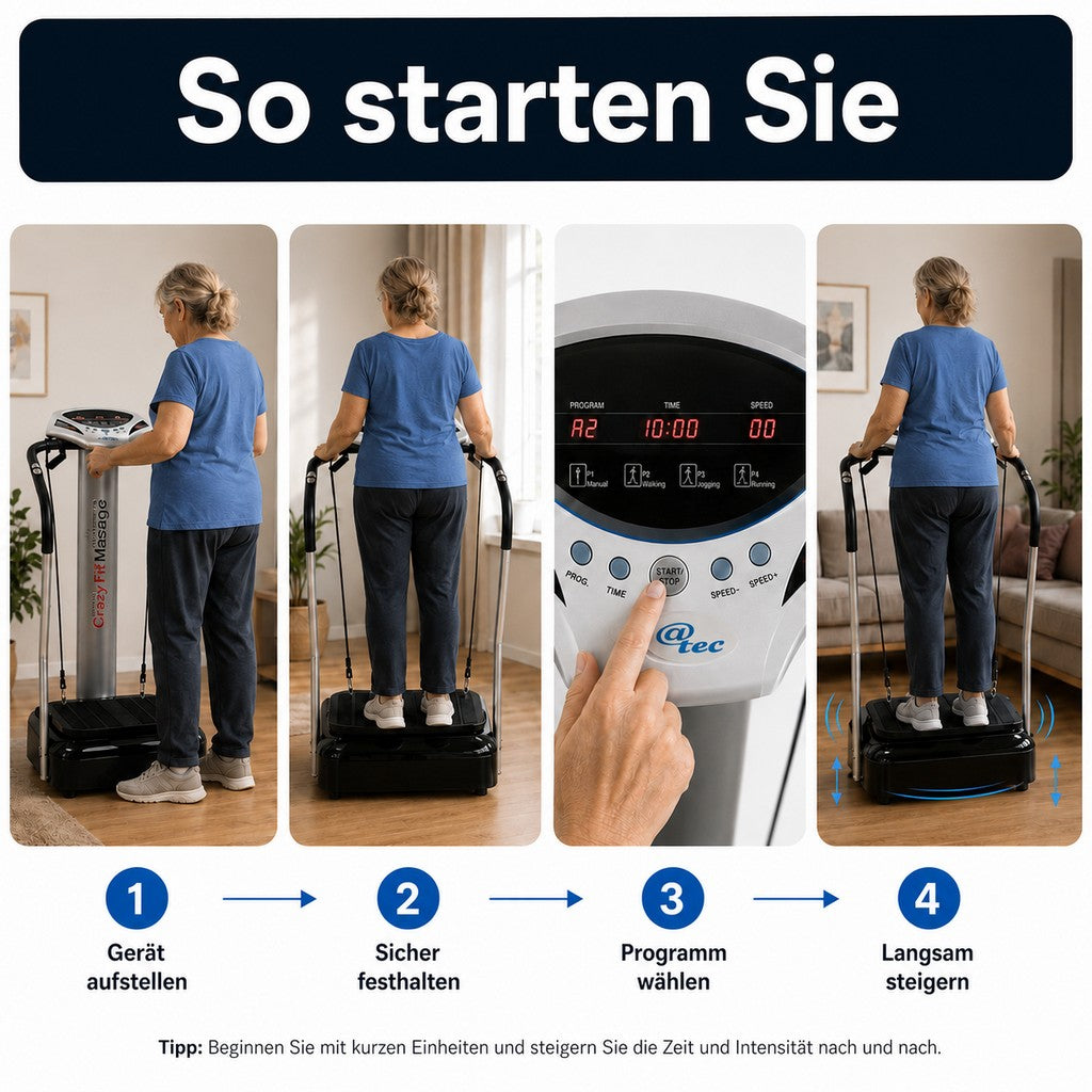 Vibrationsplatte mit Haltegriffen - Crazy Fit