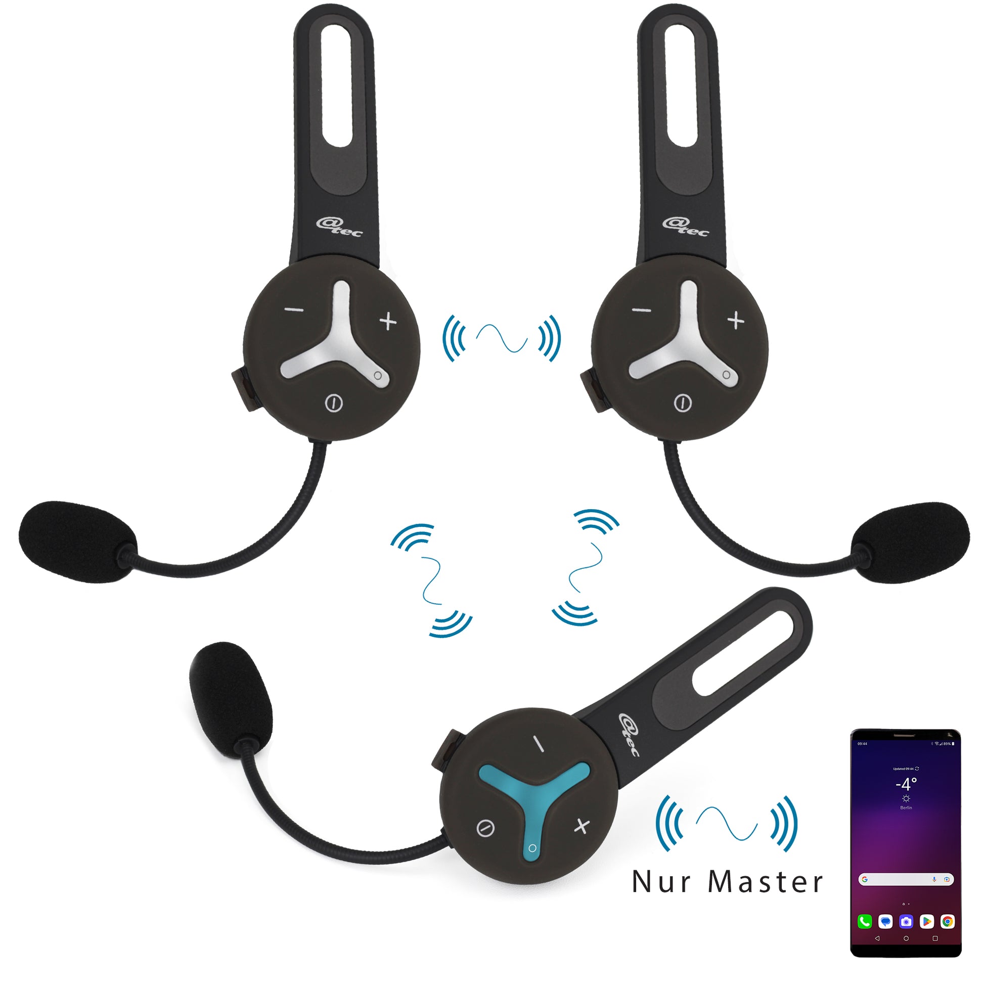 BuddyChat Trio Intercom System für Motorradfahrer mit 15 Stunden Gesprächszeit