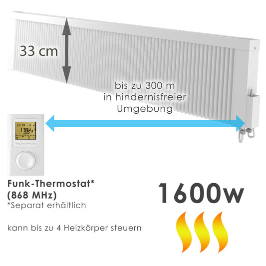 Elektroheizkörper mit Funkthermostat 1600W - Heizkörper online kaufen