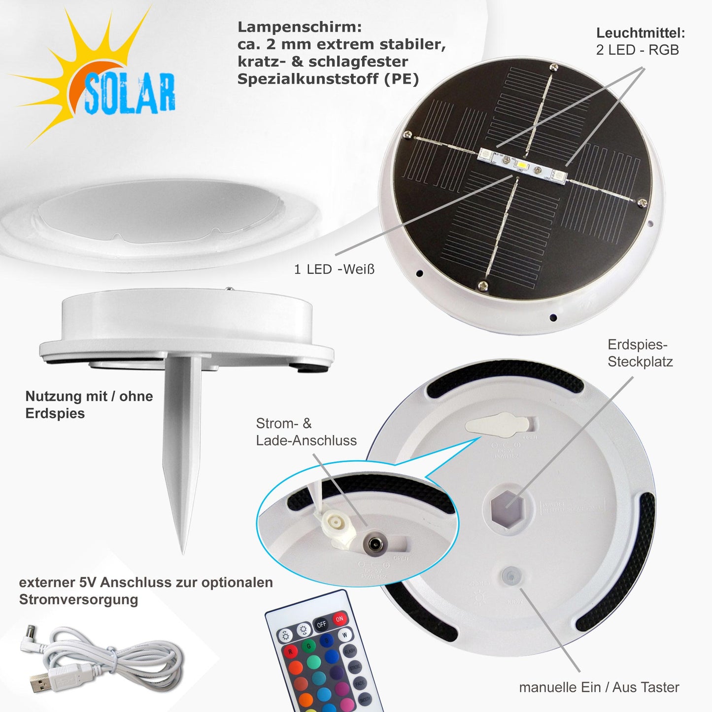 LED Solar Eco Leichte 30cm