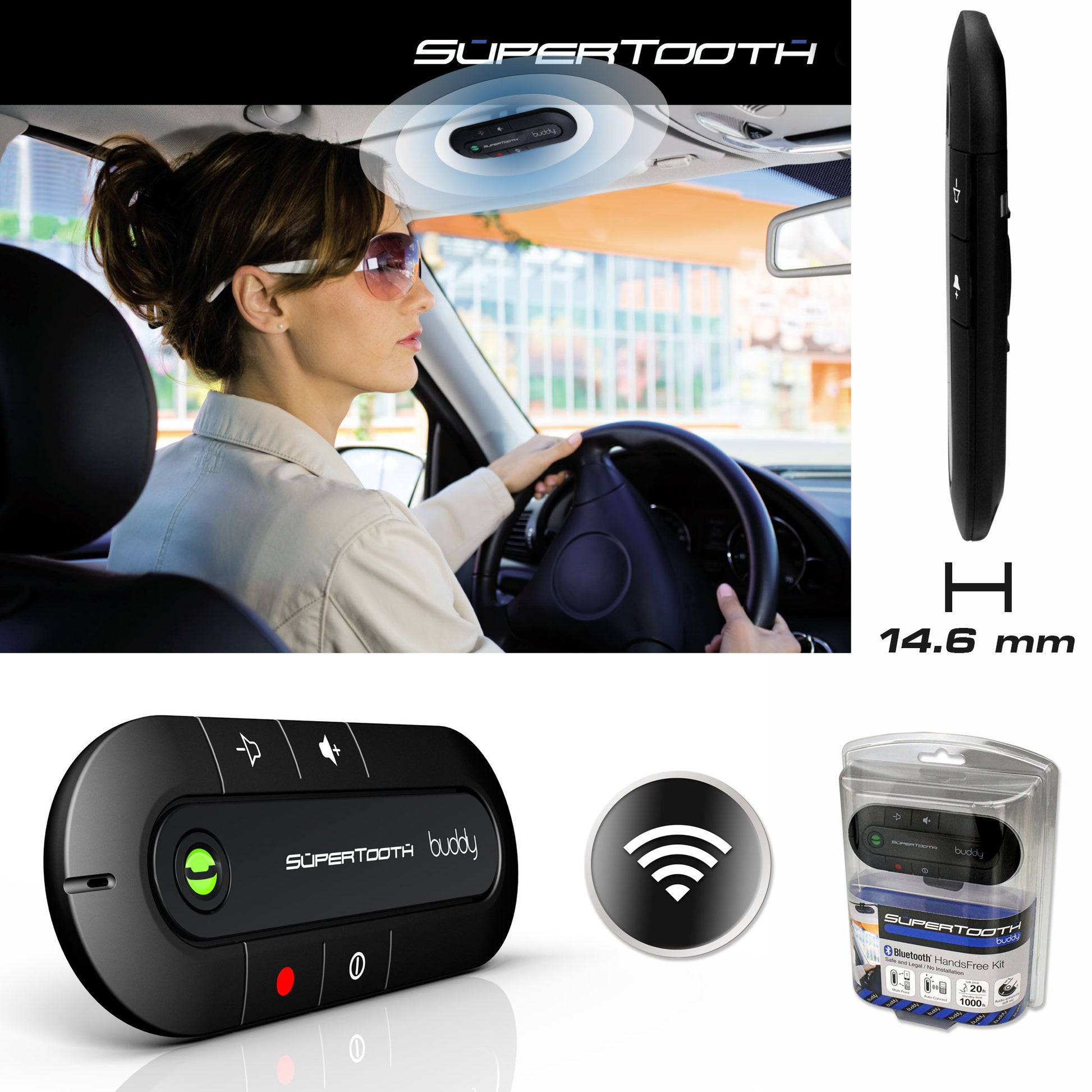 Supertooth Buddy Bluetooth Visier Car-Kit mit Sprachsteuerung für freihändiges Telefonieren
