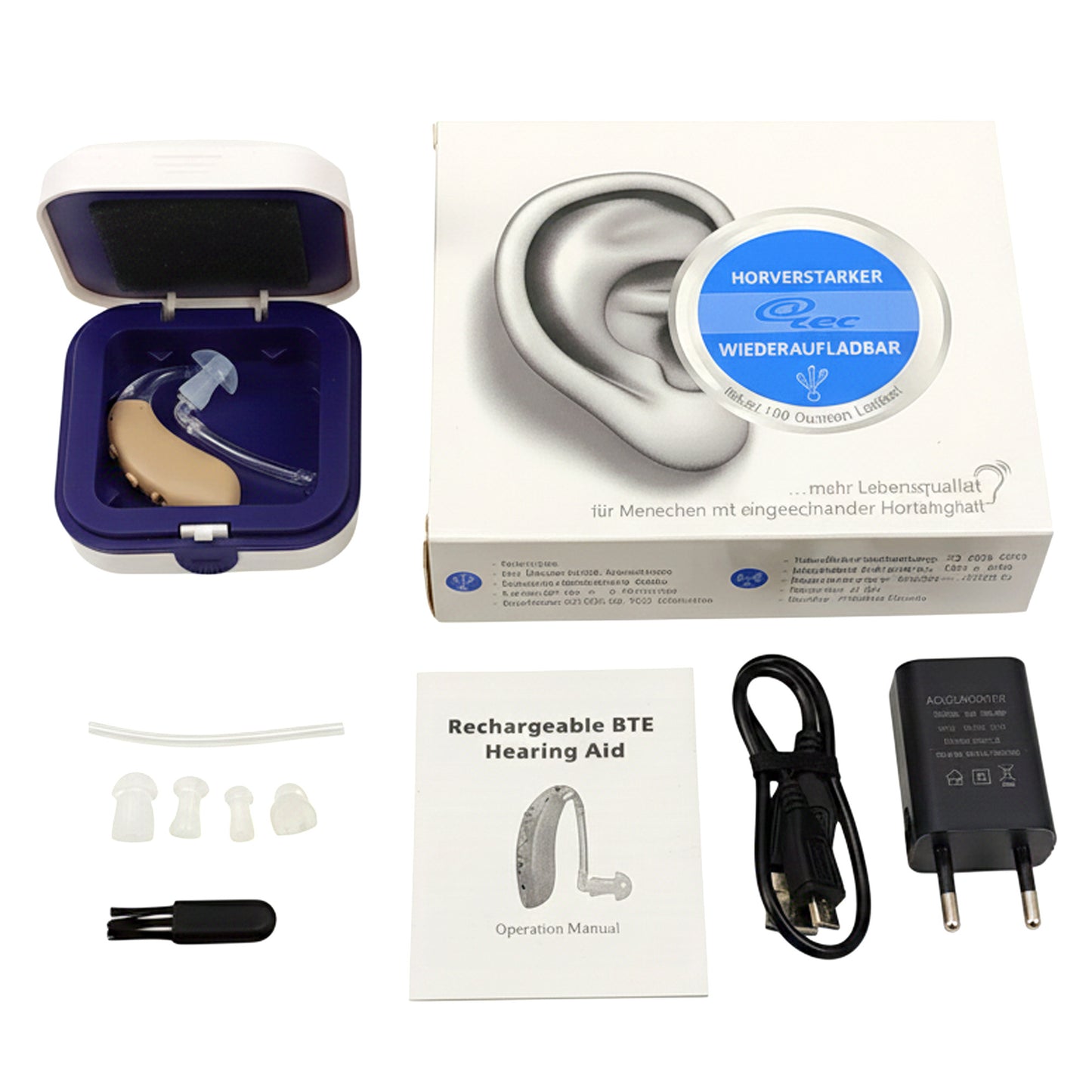 Wiederaufladbarer Hörverstärker