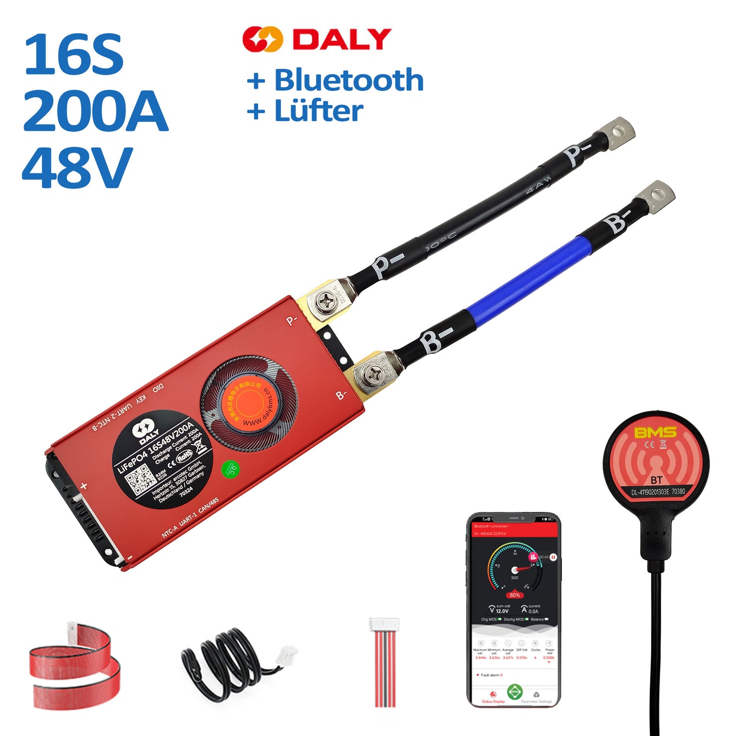 DALY Smart BMS mit Bluetooth für LiFePO4 Akkus