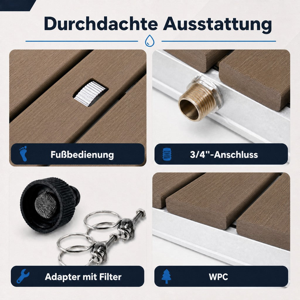 Bodendusche aus WPC - Garten, Pool, Sauna