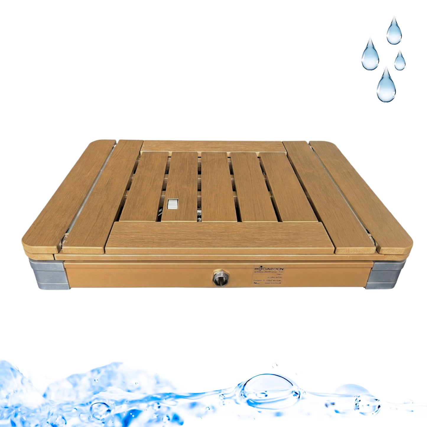 Gartendusche outdoor mit Tritt-Start-Stop-Funktion aus WPC