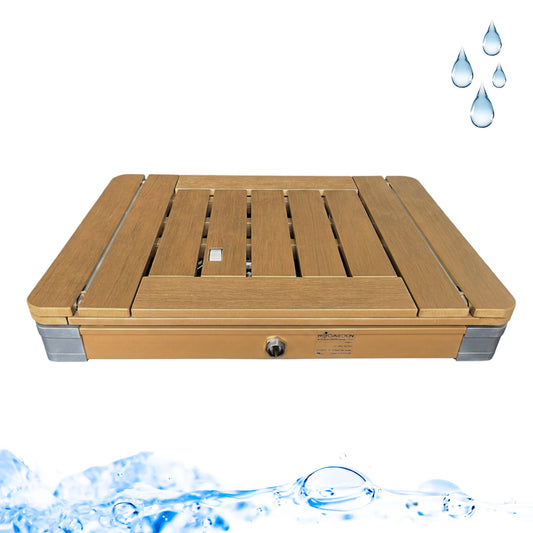 Gartendusche outdoor mit Tritt-Start-Stop-Funktion aus WPC