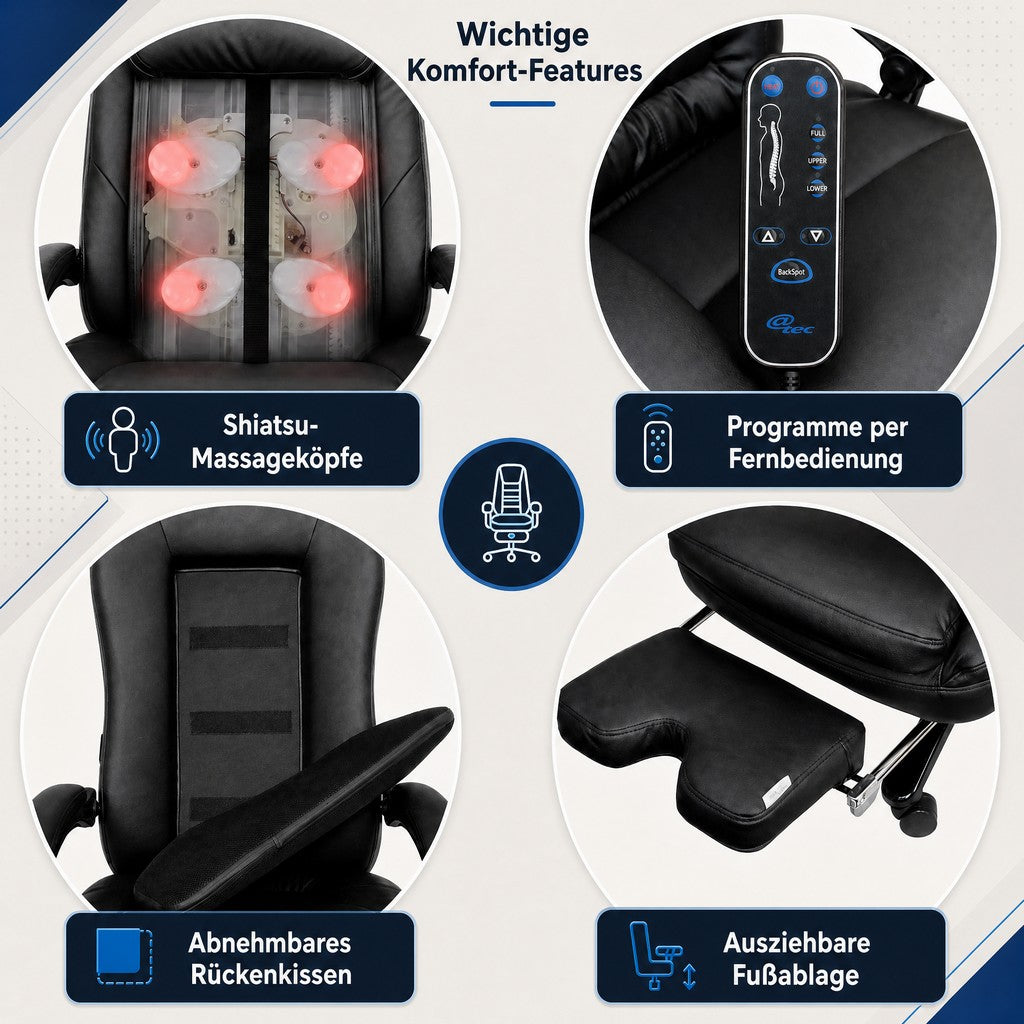 Bürostuhl mit Massagefunktion Shiatsu & Wärmefunktion
