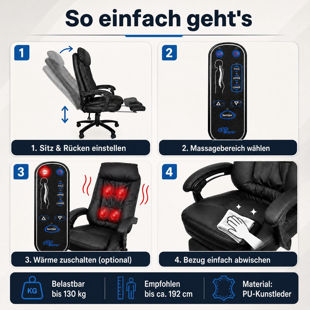 Massagesessel aus Kunstleder mit Shiatsu Massage