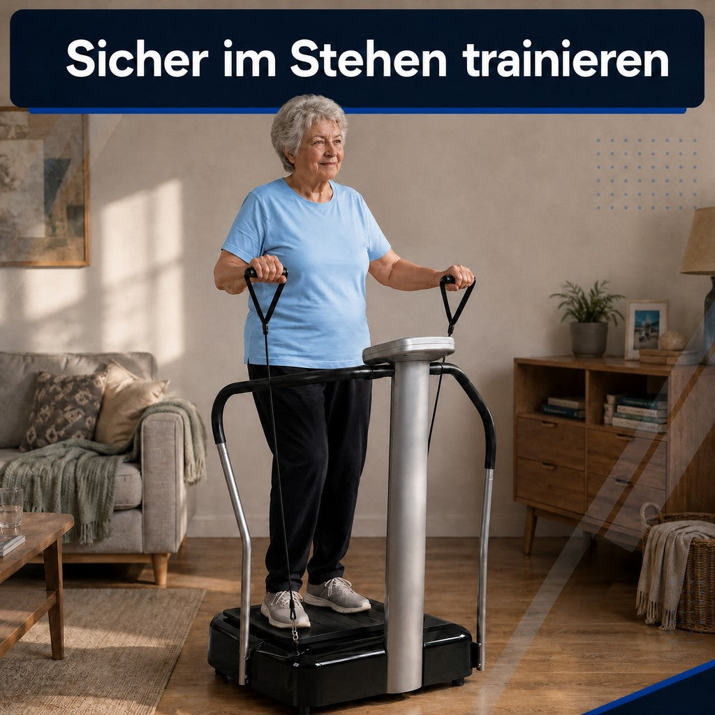 Vibrationsplatte mit Griffen zum Festhalten