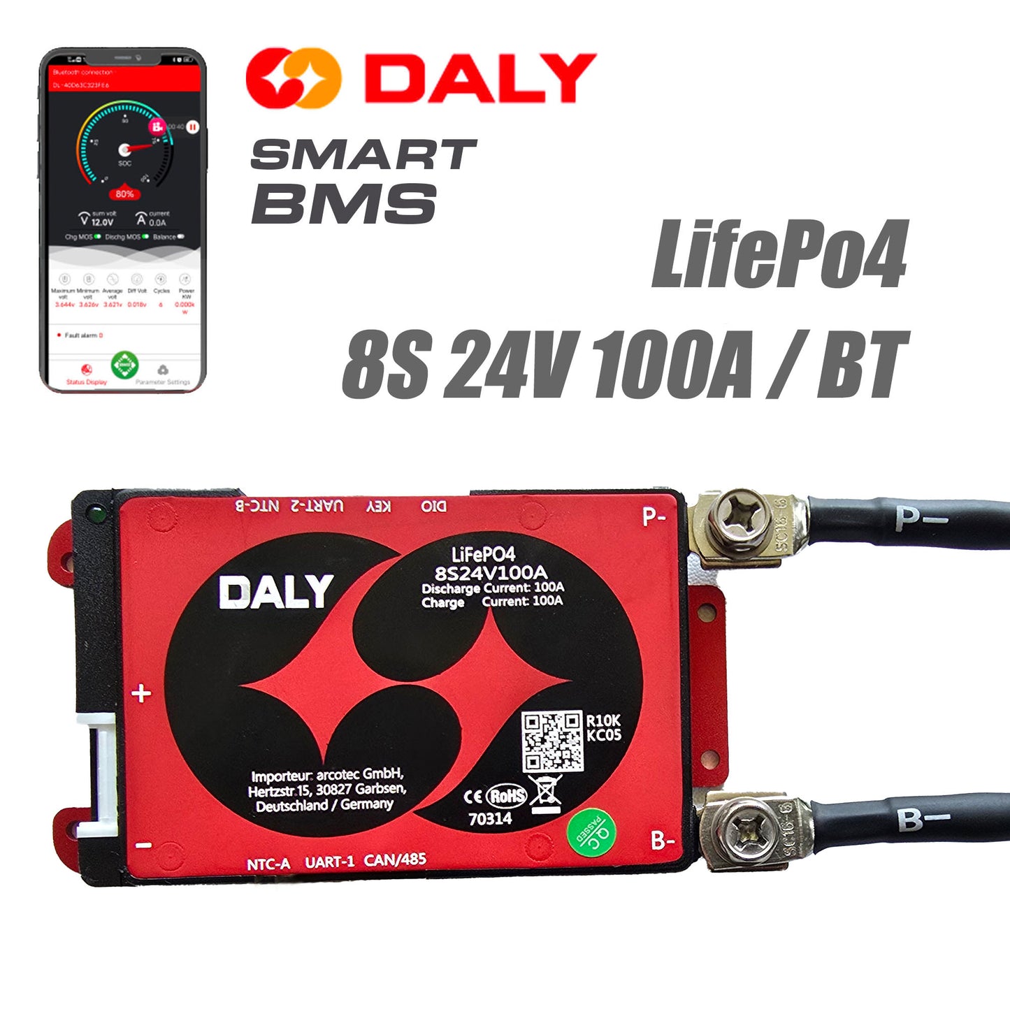 DALY Smart BMS mit App-Steuerung für LiFePO4 Akkus