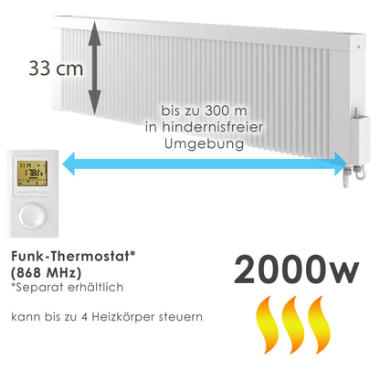 Elektroheizkörper mit Funk-Modul, 2000 Watt - Heizkörper online kaufen