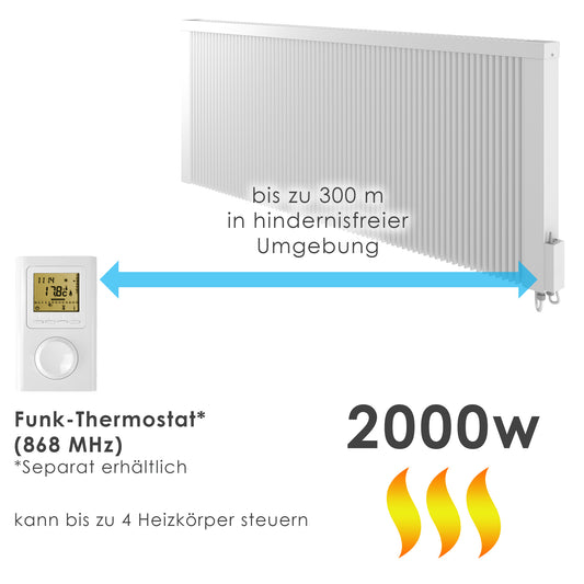 Elektrisch heizen mit Funkmodul, 2000 Watt - Heizkörper bestellen
