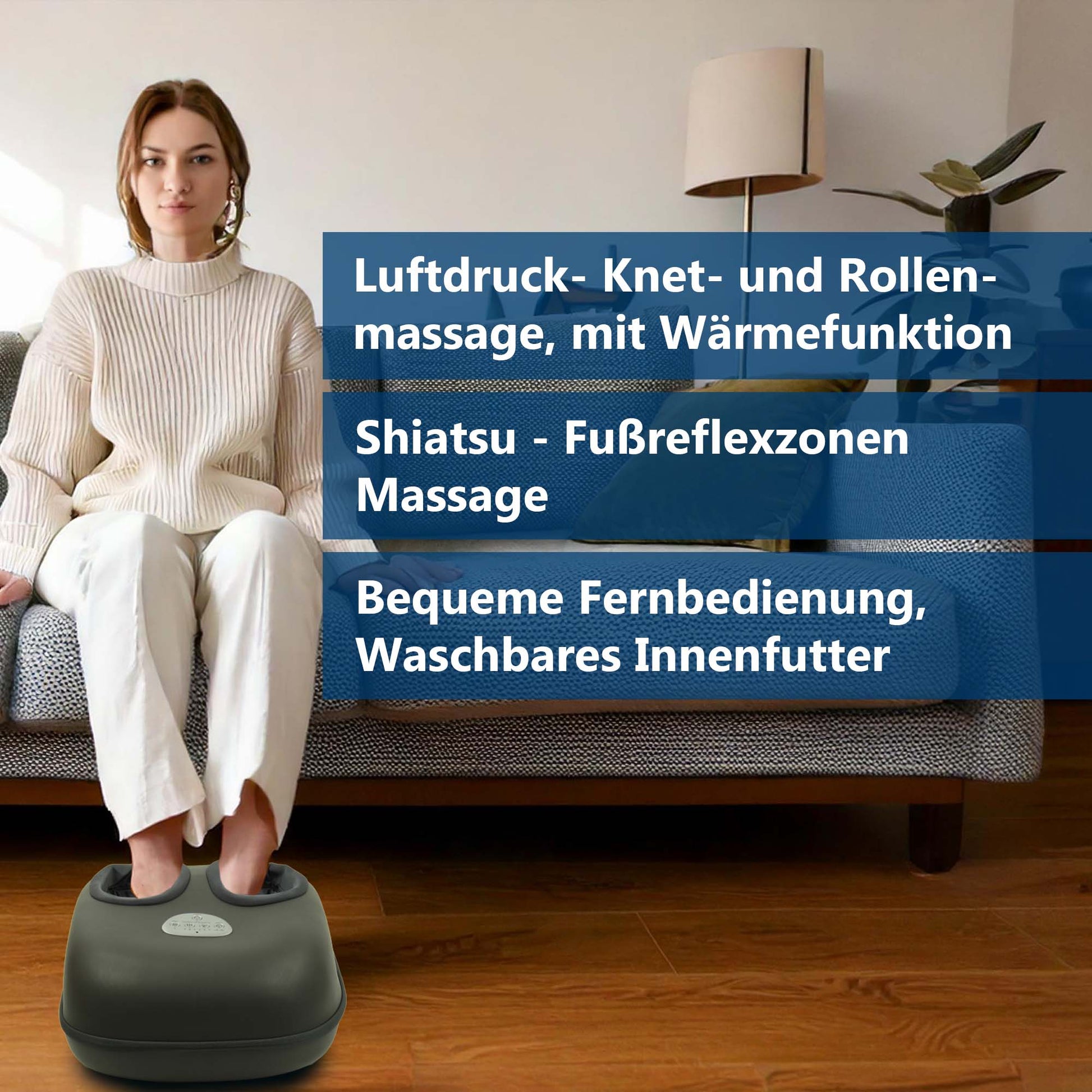 Fußmassagegerät mit Knetmassage und Wärmefunktion