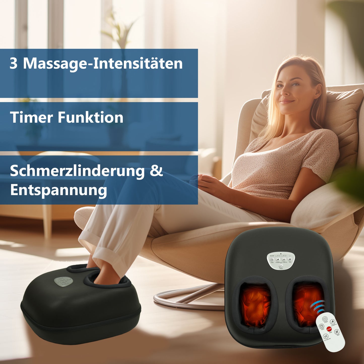 Fußmassagegerät mit herausnehmbarem und waschbarem Innenfutter für hygienische Anwendungen
