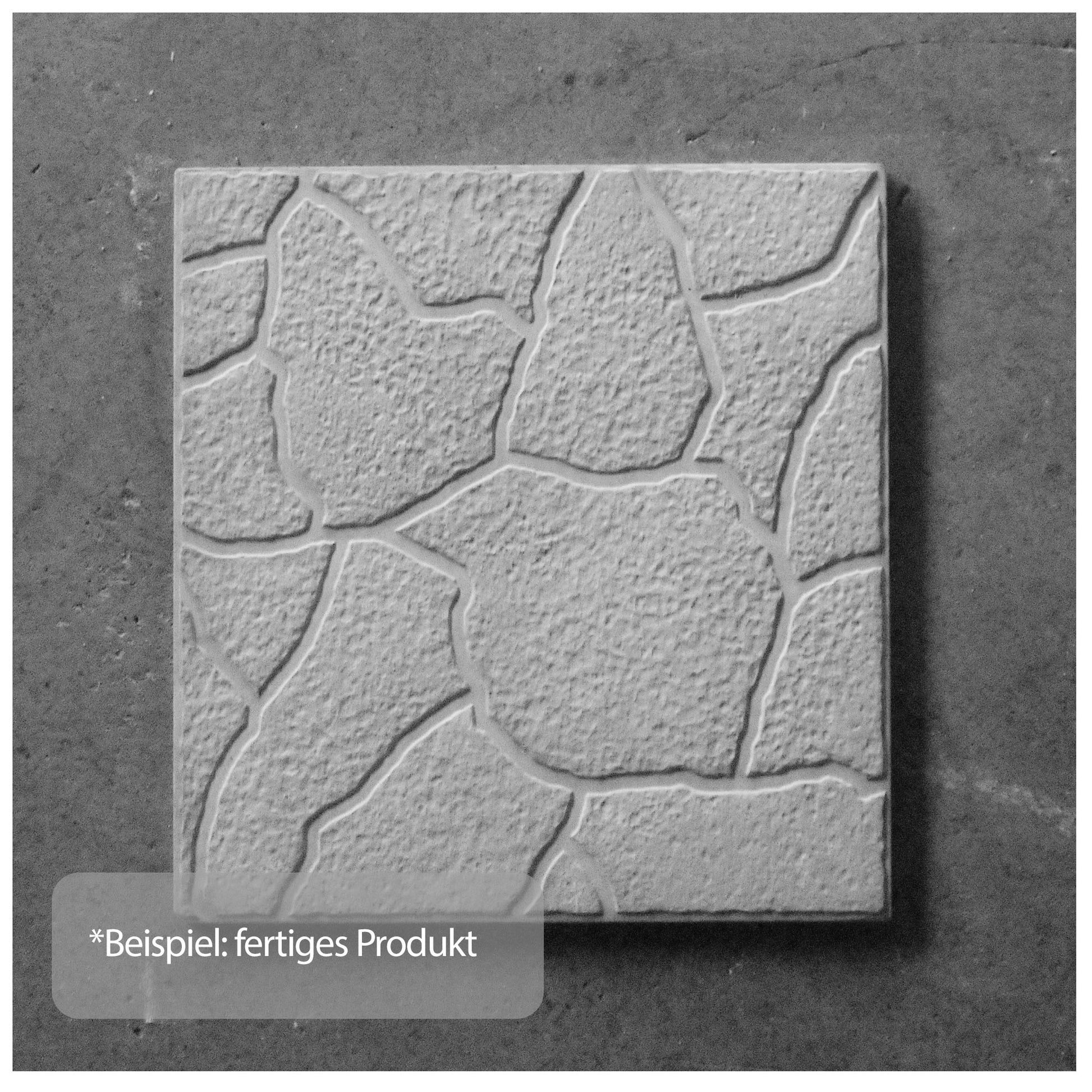 Kunststoff-Form für Betonbruchsteinpflaster Streifenmuster 30x30cm - Fertigprodukt mit Abmessungen