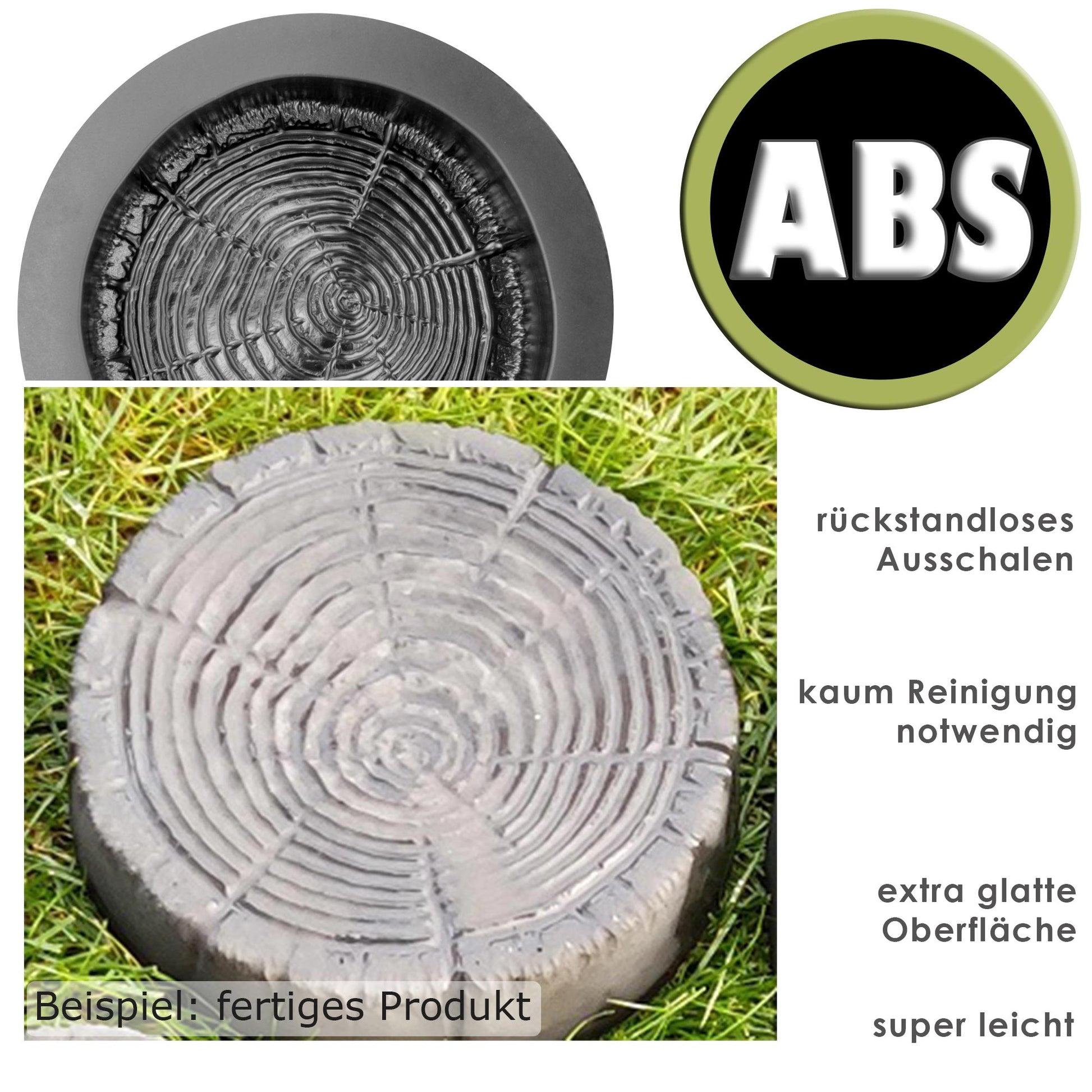 ABS Schalungsform für Baumstammschnitt - Seitensicht