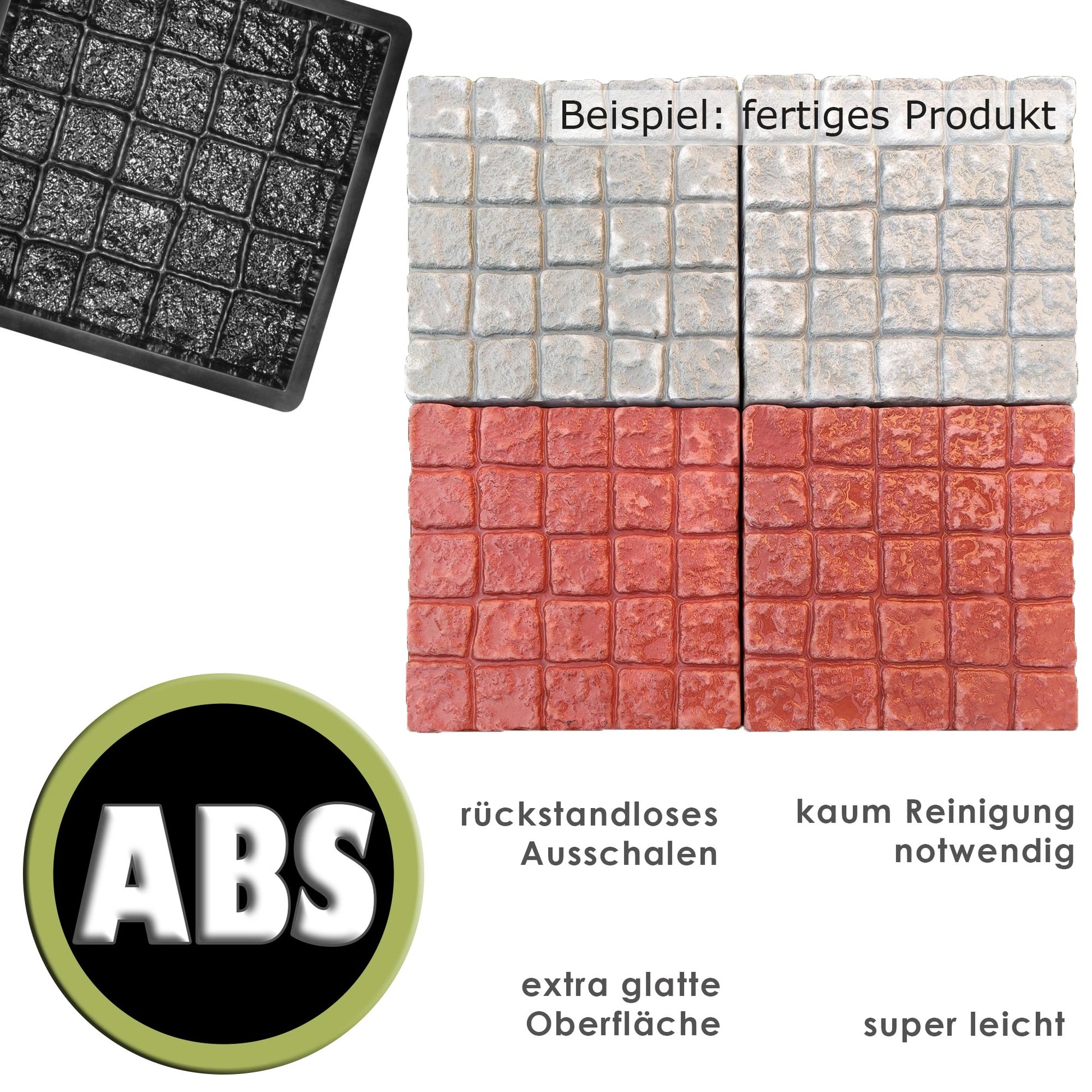 ABS-Giessform für Bodenpflasterpaneele 50x50cm - Fertigprodukt