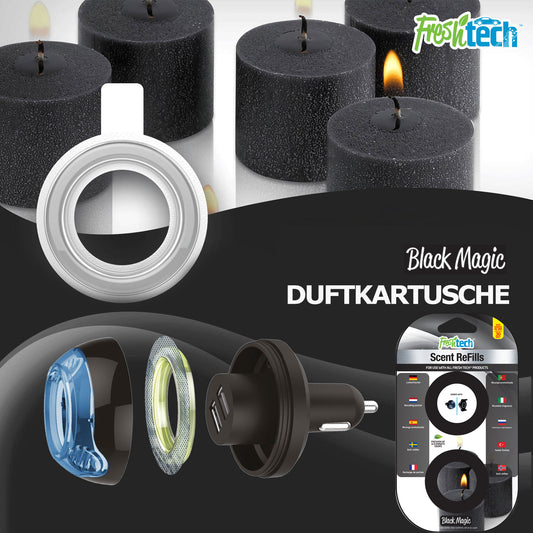 Nachfüllpack mit Ersatzkartuschen Black Magic für FreshTech Dual USB Charger mit Lufterfrischer