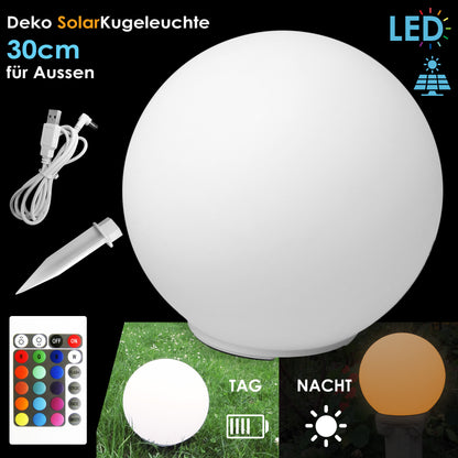 LED Solar Kugellampe 30cm mit Fernbedienung