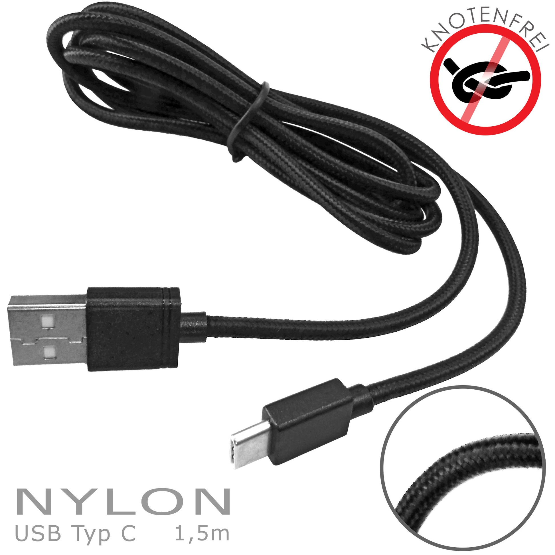 USB Typ C Kabel mit Isoliermantel aus Nylon